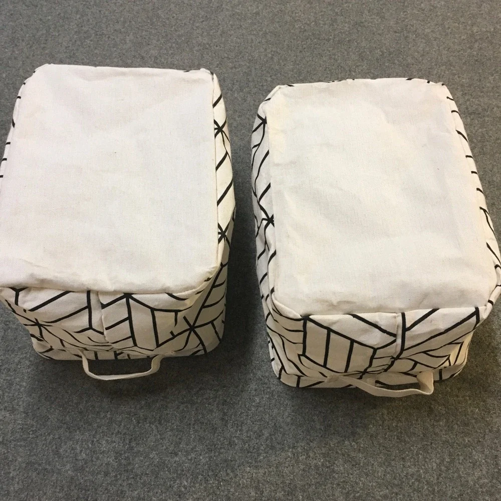 Canvas Storage Bins Set of 2 Black White Geometric Collapsible Modern Organize